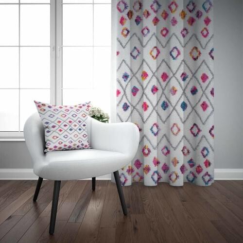 Else Ethnic Authentic Triangle 3D Textured Modern Backdrop Curtain-140 X270Cm