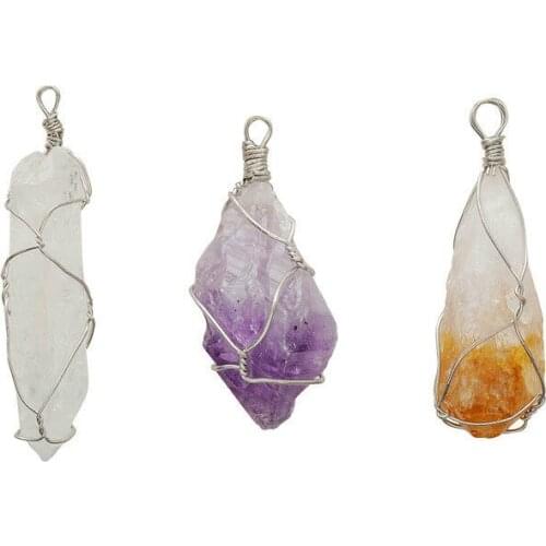 Natural Stone Quartz Pendants for Making Jewelry Health Lucky Irregular Orange Amethysts Crystal DIY Bracelets Necklace