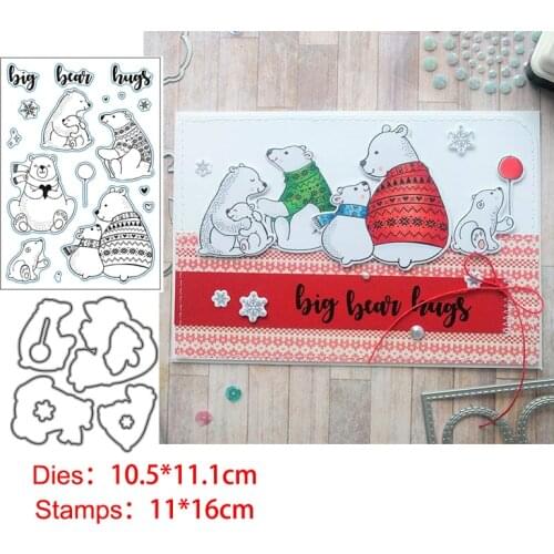 Polar Bear In Winter Metal Cutting Dies Stencils Cear Stamp for DIY Scrapbooking photo album Decorative Embossing Paper Cards