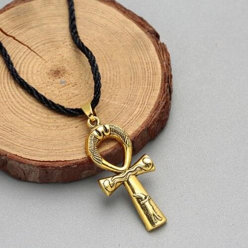 Retro Charm Egyptian Ankh Key Of Life Pendant Necklace Fashion Cross Symbol Necklaces Vintage Hip Hop Rope Chain Jewelry
