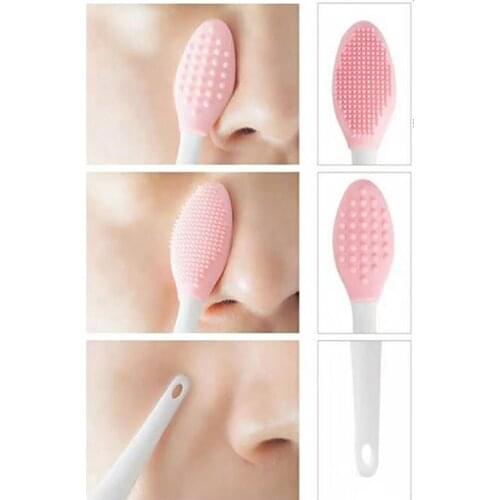 New 2pcs Silicone Wash Face Exfoliating Blackhead Black head washing nose nose wing side cleaner Facial Cleansing Brush Tool