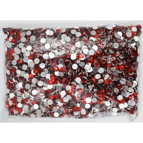 Siam Color 1.5~12mm Flat Back Round Acrylic Rhinestones Beads,3D Acrylic Nail Art / Garment Decoration