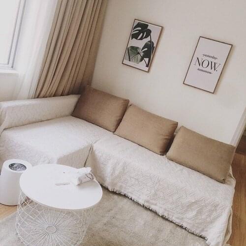 Modern simplicity pure color cotton sofa blanket dining room high quality tassels sofa cushion chair decorative cover