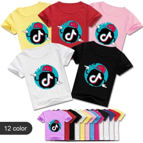 Tik Tok Kids Girls Clothing Summer Cartoon Tik Tok Printing Cotton Short Sleeve T-shirt Children Clothes Boys