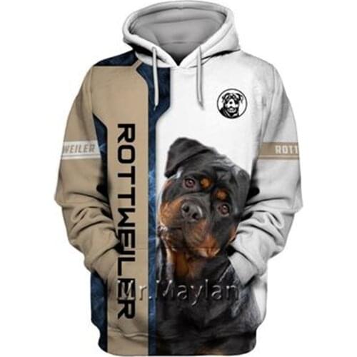 Personality Fashion Animal Rottweiler 3D Print Graphic Hoodie Men/Women Streetwear Oversized 5XL Sweatshirt Harajuku Tops QW-19
