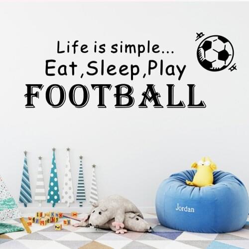 3D Quotes Of Football Player Vinyl Wall Stickers Wallpaper For Childrens Room Sticker Mural Boys Room Decoration Decor Sentence
