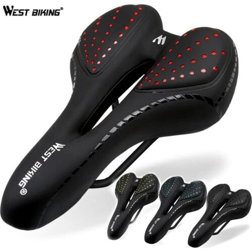 WEST BIKING Bicycle Saddle Cushion Breathable PU Leather Hollow Comfortable Road MTB Bike Cycling Saddle Shockproof Bicycle Seat