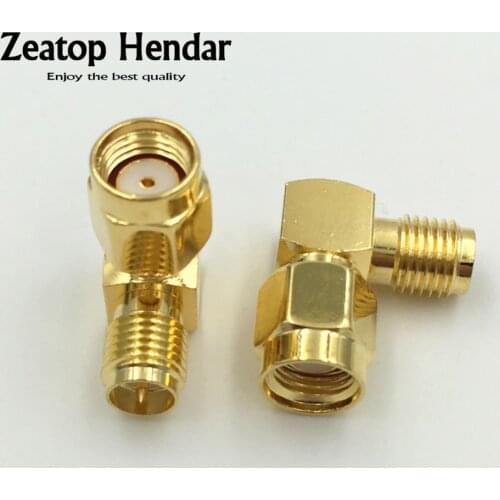 10Pcs Brass Right Angle RP-SMA Male Jack Center to RP-SMA Female 90 Degree RF Coax Coaxial Connector Adapter