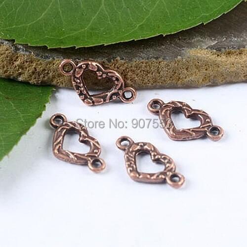 100pcs copper tone heart technics connectors h1930