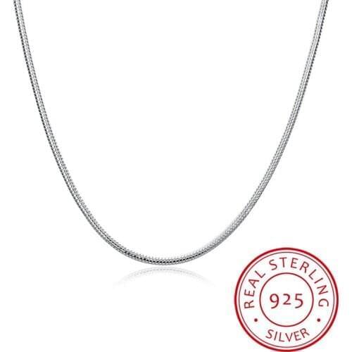 2mm 40-60cm Real Solid Pure 925 Sterling Silver Round Snake Chain Necklace Women Girls Men Jewelry 16"-24" Erkek Kolye Ketting