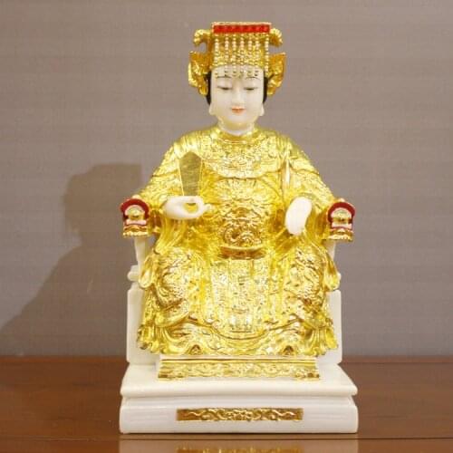 2021 Southeast Asia Home store COMPANY high grade God statue safe Good luck gold Mazu God of the sea Guanyin jade gilding statue
