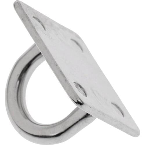 4pcs Heavy Duty 304 Stainless Steel Square Pad Eye Plate Shade Ring Loop Hook Wall Mounted for Sail Sailboat - 8mm