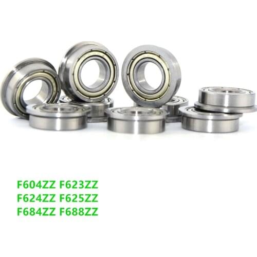 50pcs/lot Flange Ball Bearings F604ZZ F623ZZ F624ZZ F625ZZ F684ZZ F688ZZ 3D Printers Parts Deep Groove Pulley Wheel Alumin