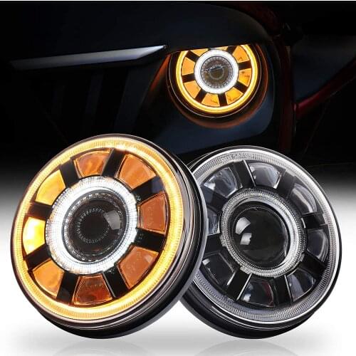 7 Inch 60W Headlights Off-Road LED Front Light High Low Beam With Angel Eye Lens White And Yellow Steering For Jeep Wrangler