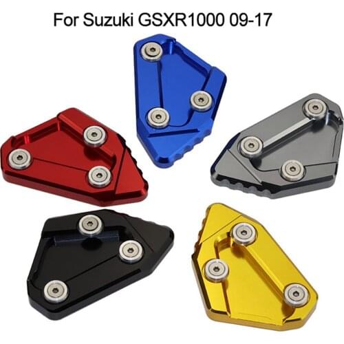 Motorcycle CNC Aluminum Kickstand Foot Side Stand Extension Enlarge Pad Support Plate For Suzuki GSXR1000 GSX-R1000 2009-2017