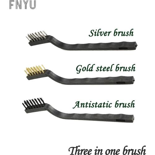 Silver Gold steel Antistatic brush SUNSHINE SS-046 3 in 1 IC maintenance and cleaning of mobile phone motherboard Elbow brush