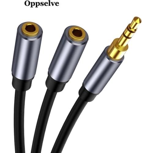 Oppselve Audio Splitter Earphone Extension Cable Jack 3.5mm Cable Male to 2 Female AUX Cable for Phone iPhone Samsung Huawei PC