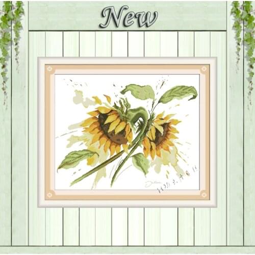 Passionate sunflower decor painting counted printed on canvas DMC 11CT 14CT Chinese Cross Stitch kits embroidery needlework Sets