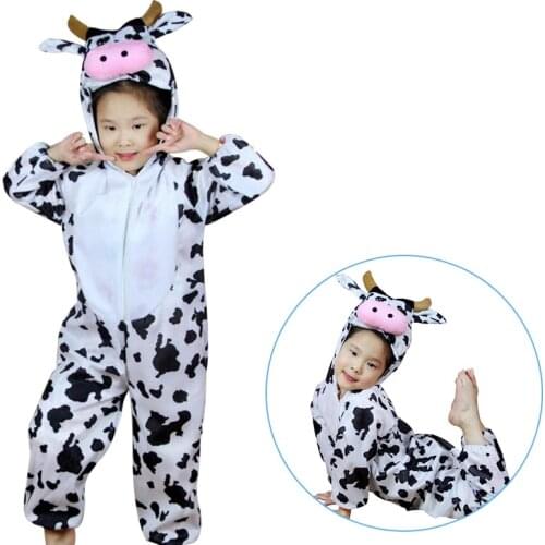 Kids Cartoon Animals Farm Cow Costumes Boy Girl Halloween Cosplay Costume Anime Disfraces Dress Up Role Play Jumpsuit Clothes