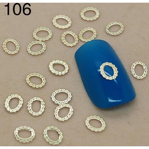 K106 Oval Golden Metal Nail Art Jewelry Nail Decoration Tiny Slice Metal Stud Accessories