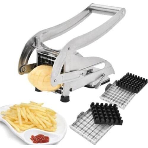 French Fry Cutter with 2 Blades Stainless Steel Potato Slicer Cutter Chopper Potato Chipper For Cucumber Carrot