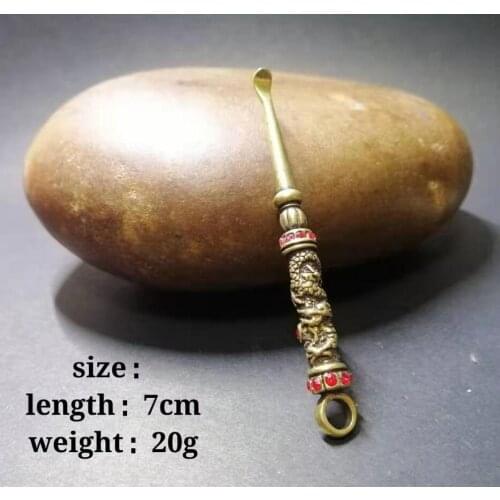 Chinese pure brass Ear spoon small crafts statue