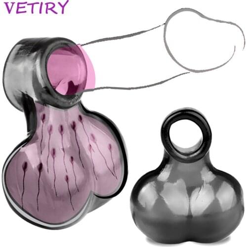 Penis Ring Scrotum Cock Ring Sex Toys for Adults Men Scrotum Cage Ball Stretcher Soft Ejaculation Delay Erection Male Cockring