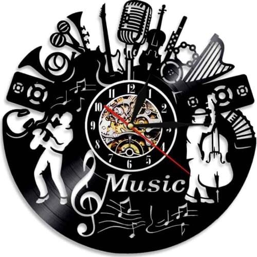 Music Rock and Roll Vinyl Clock LED Lights Vinyl Home Decor Music Wall Art Vintage Clock For Music Lover