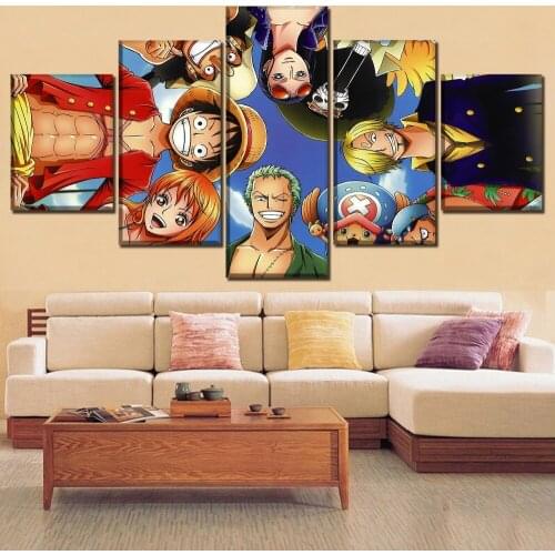Wall Art Home Decorative Canvas HD Print Painting 5 Panel Anime One Piece Roles Poster For Living Room Or Bedroom Modern Artwork