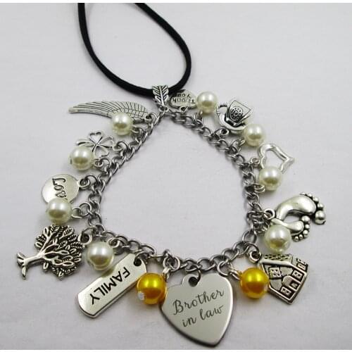 B rother in law family theme home love leather stainless steel chain rearview mirror christmas tree decoration Bag ornaments