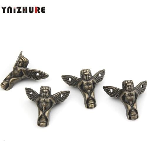 30*27mm 4Pcs Zinc Alloy Mini Angel Footing,Decoration Legs,Vintage Wooden Box,Cabinet Corner,Bronze Tone Color