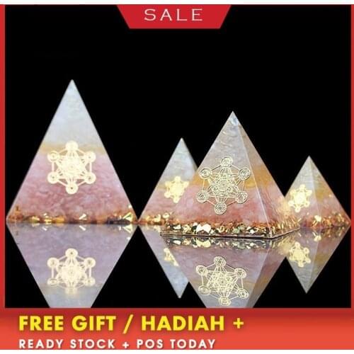 AURA REIKI Orgonite Pink Crystal Pyramid Auger Auger Energy Generator Resin Decorative Craft Jewelry Bring Lucky Home Z0014