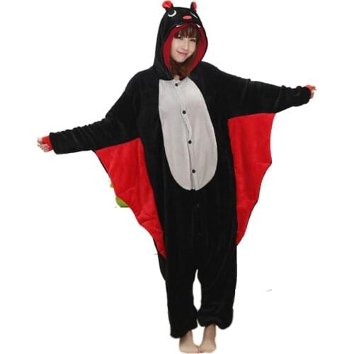 Black Bat Kigurumi Adult Animal Pajamas Cartoon Pijama Long Sleeve Cosplay Onesies for Adults Women One piece pajamas onsies