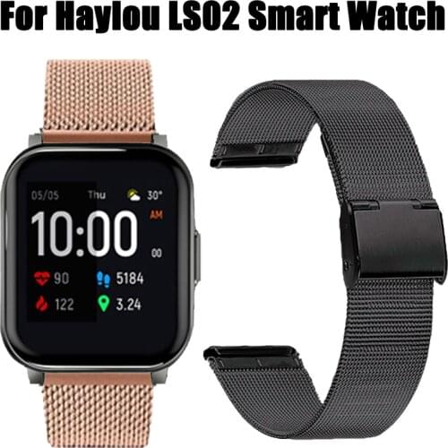 Strap for Haylou LS02 Watch Band Metal Milanese Bracelet for Xiaomi Haylou LS02 Wristband 20mm for Amazfit Bip S/GTS Strap