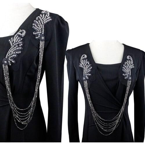 Manual Beads wing flower tassels shoulder board applique collar patch tassel epaulets shoulder flower DIY sewing