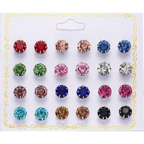 12 pairs/set Crystal Simulated Pearl Earrings Set Women Jewelry Piercing Ball Stud Earring kit Bijouteria brincos fashion