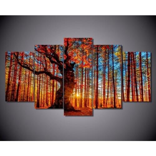 High Quality HD Printed forest sky trees autumn foliage Painting Canvas Print room decor print poster picture canvas