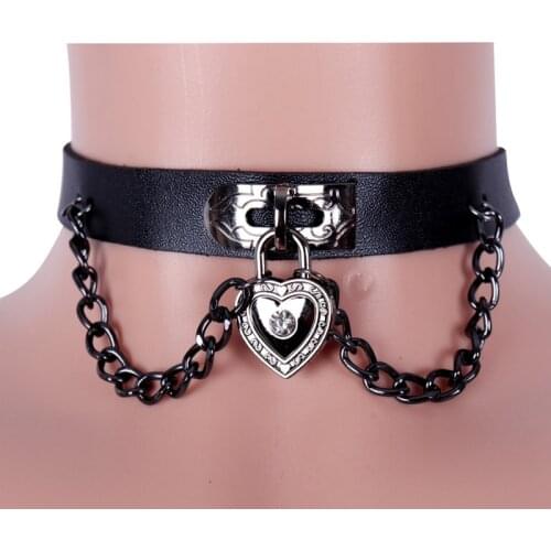 Gothic Girls Leather Heart Choker Female Collar For Women Goth Punk Chain Harajuku Necklace Sexy Vegan Chocker Festival Jewelry