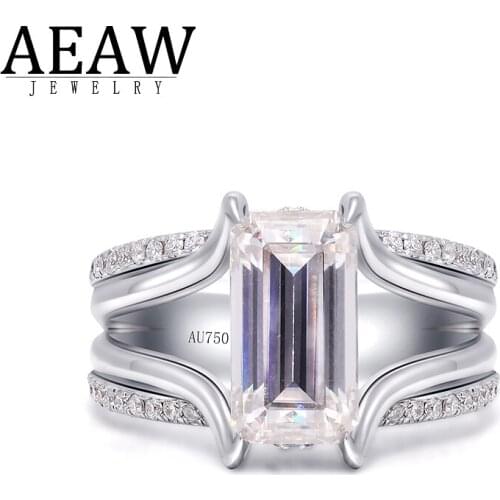 AEAW 3.0carat Real Natural Diamond Moissanite Engagement Rings For Women 14K White Gold