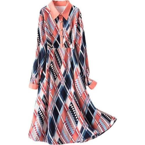 2021 New Arrive High Quality Plus Size Casual Clothing Long Sleeve Loose Chiffon Dress Female