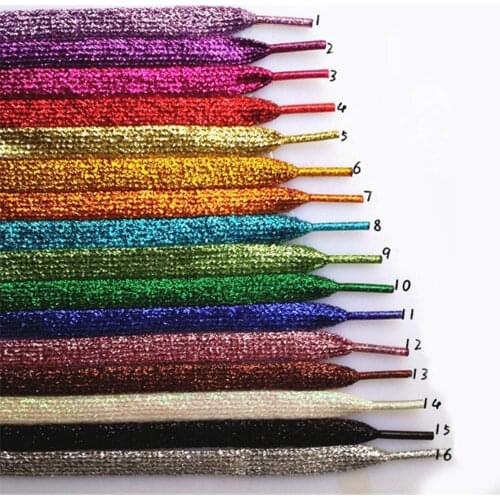 1 Pair Shiny Gold And Silver Thread Sport Sneakers Flat Shoelaces Bootlaces Shoe Laces Strings Fashion Shoestrings Free Shipping