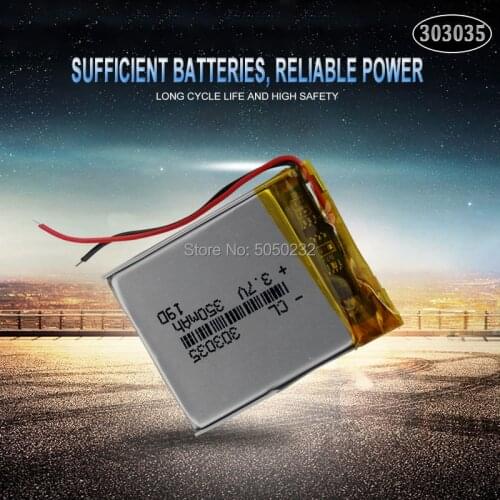1pc 3.7V 350mAh 303035 Lithium Polymer Li-Po Battery For GPS MP4 Camera Power Bank Tablet Electric Toys PAD DVD Lipo cells