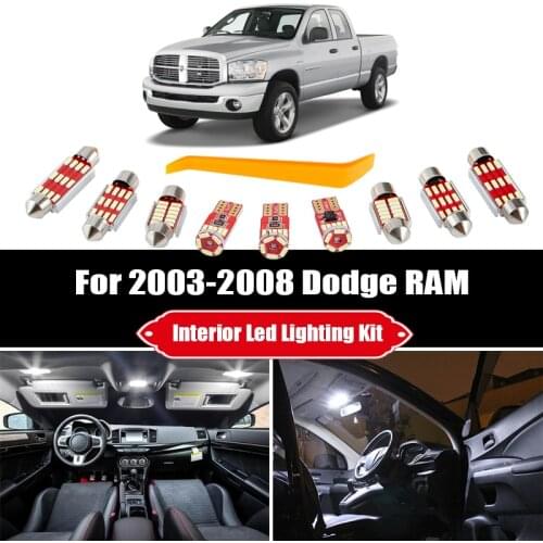 11 Bulbs For 2003 2004 2005 206 2007 2008 Dodge RAM White Canbus Interior LED Car Light Kit Map Dome Trunk License Lamp