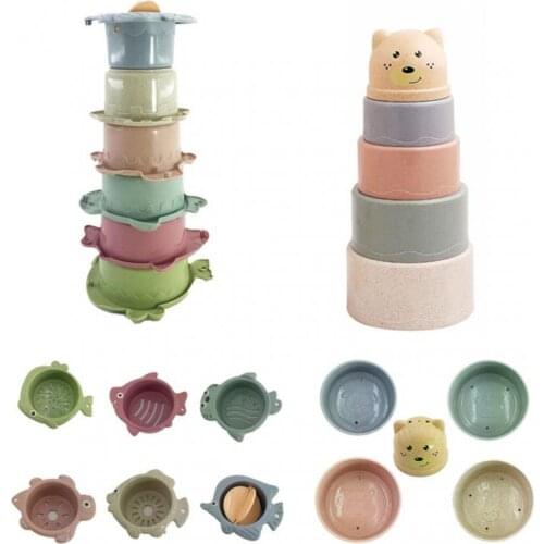 2021 Summer Children Stacking Cups Bathroom Educational Intelligence Toys Water Playing Beach Bath Shower Toy For Kids Dropship