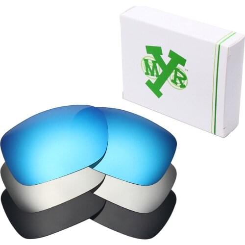 3 Pairs Mryok Replacement Lenses for-Oakley Two Face Sunglasses Stealth Black & Ice Blue & Silver Titanium