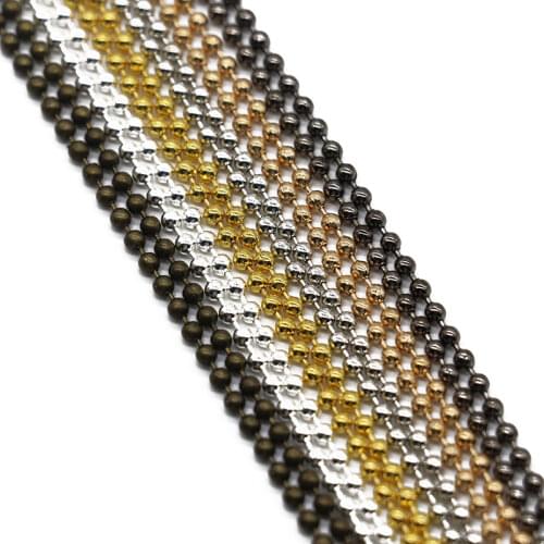 5 Meters 1.2mm 1.5mm 2mm 2.4mm Metal Ball Chains Bracelet Necklace Chain Round Ball Bead Chains Bulk for DIY Jewelry Making