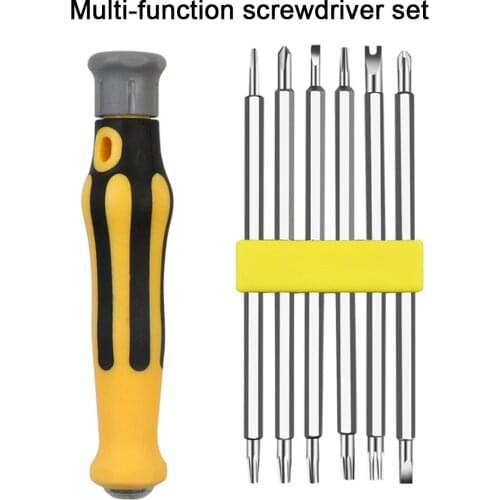 6 ln1 Security Tamper Proof Magnetic Screwdriver Drill Bit Set Hex Torx Screwdriver Bits Flat Head Hand Tools