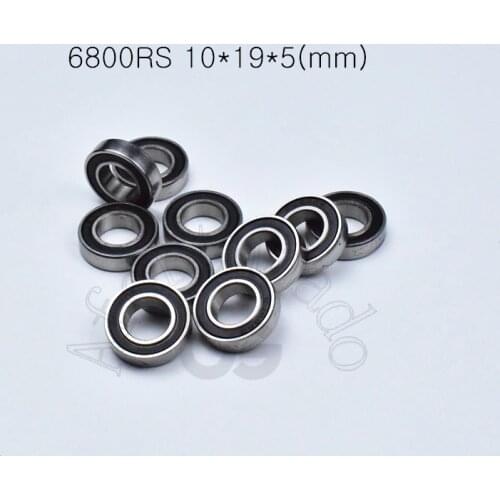 6800RS 10*19*5(mm) 10pieces free shipping bearing ABEC-5 6800 6800RS chrome steel rubber sealed bearing Thin wall bearing 61800