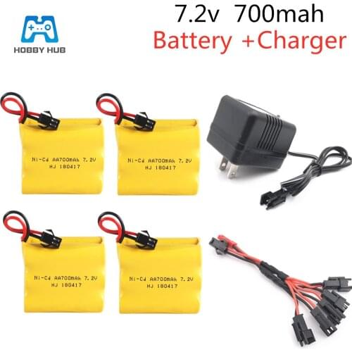 7.2v 700mah NI-CD Rechargeable Battery With 7.2v Charger Set and 5in1 cable For RC car Telerobot boat Tank electric toys rc toys