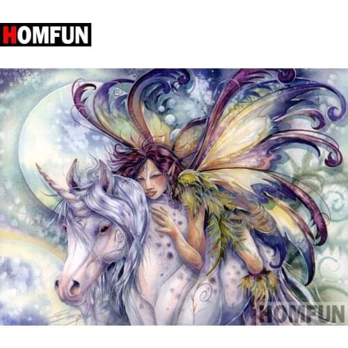 HOMFUN 5D DIY Diamond Embroidery Full Display "butterfly fairy" Diamond Painting Square/Round Rhinestones Decor Art A08874